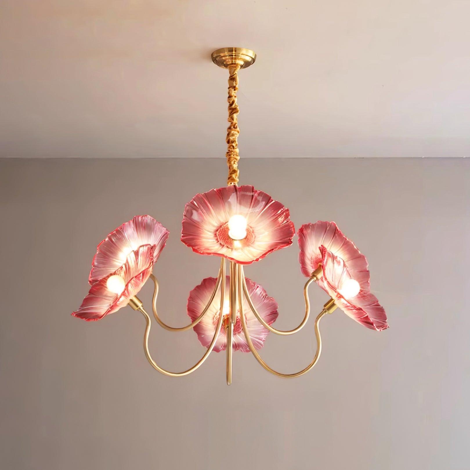 Glass Flower Chandelier Vintage 3 or 6 Head