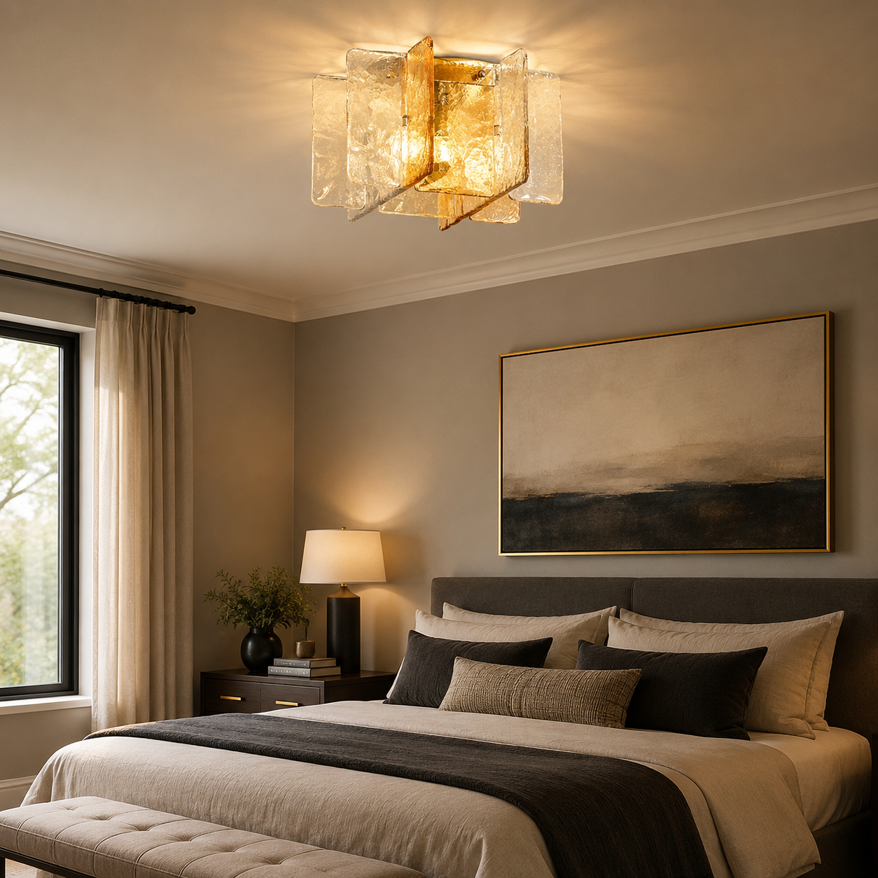 Amber Glass Ceiling Lamp