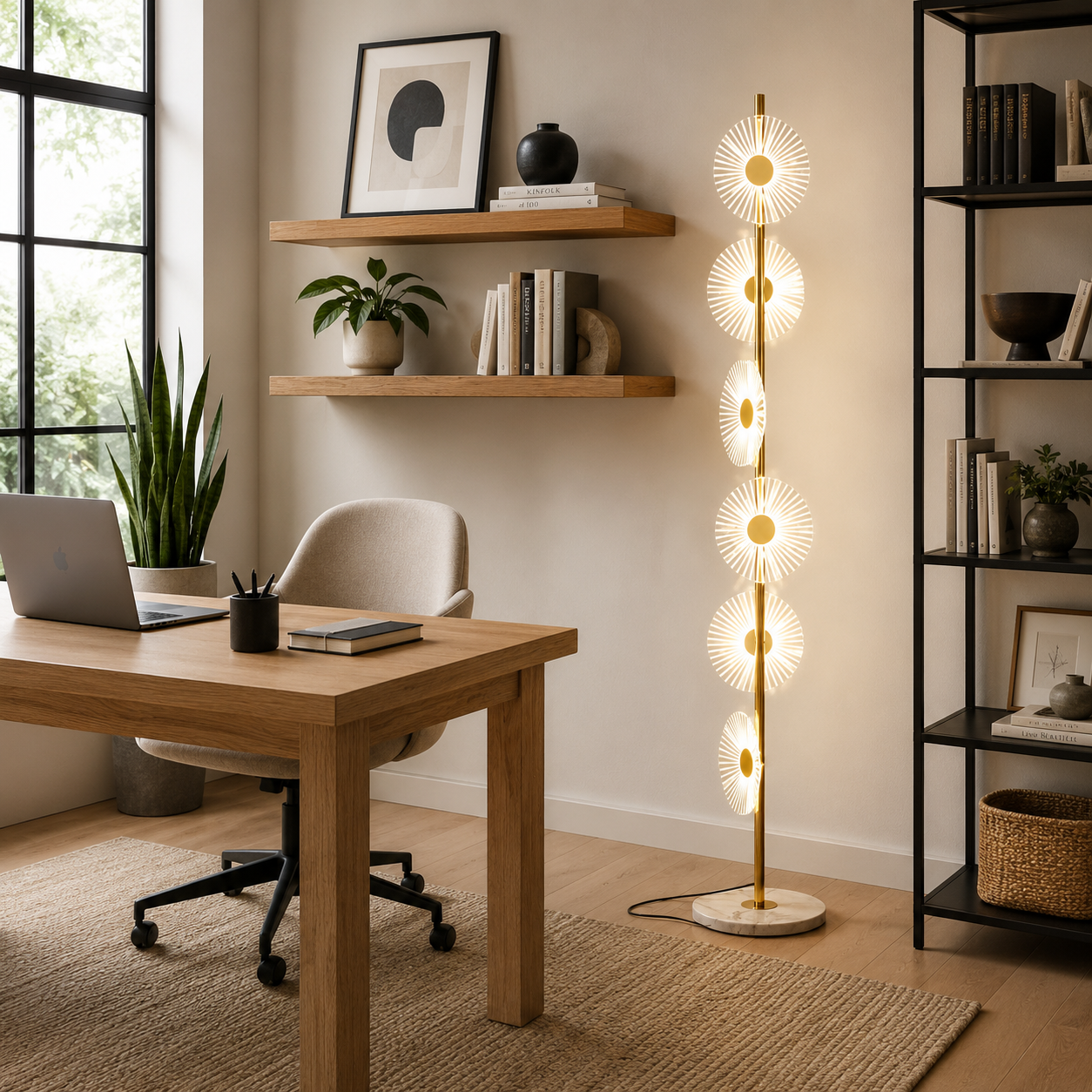 Tiered Marble Floor Lamp with Acrylic Lights
