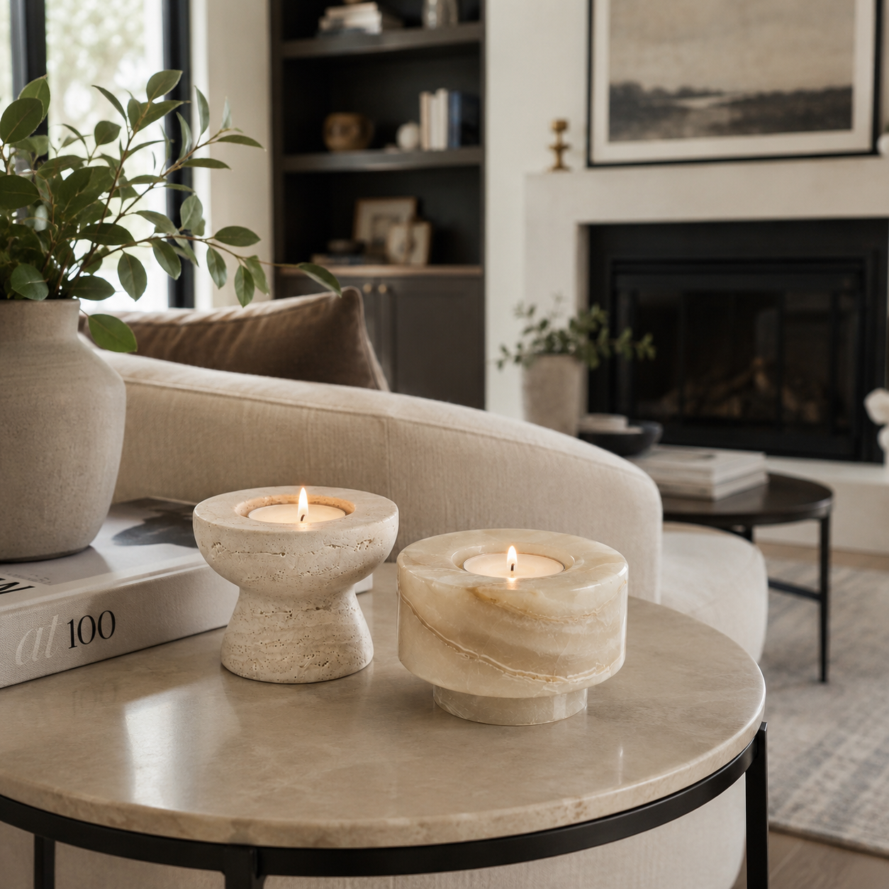 Artisan Stone Candle Holder