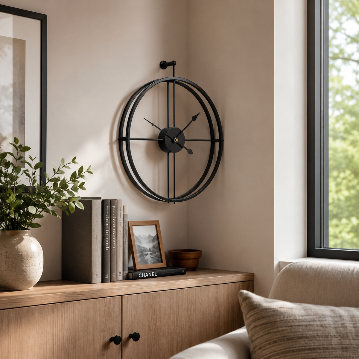 Arlo Oversized Black Metal Wall Clock