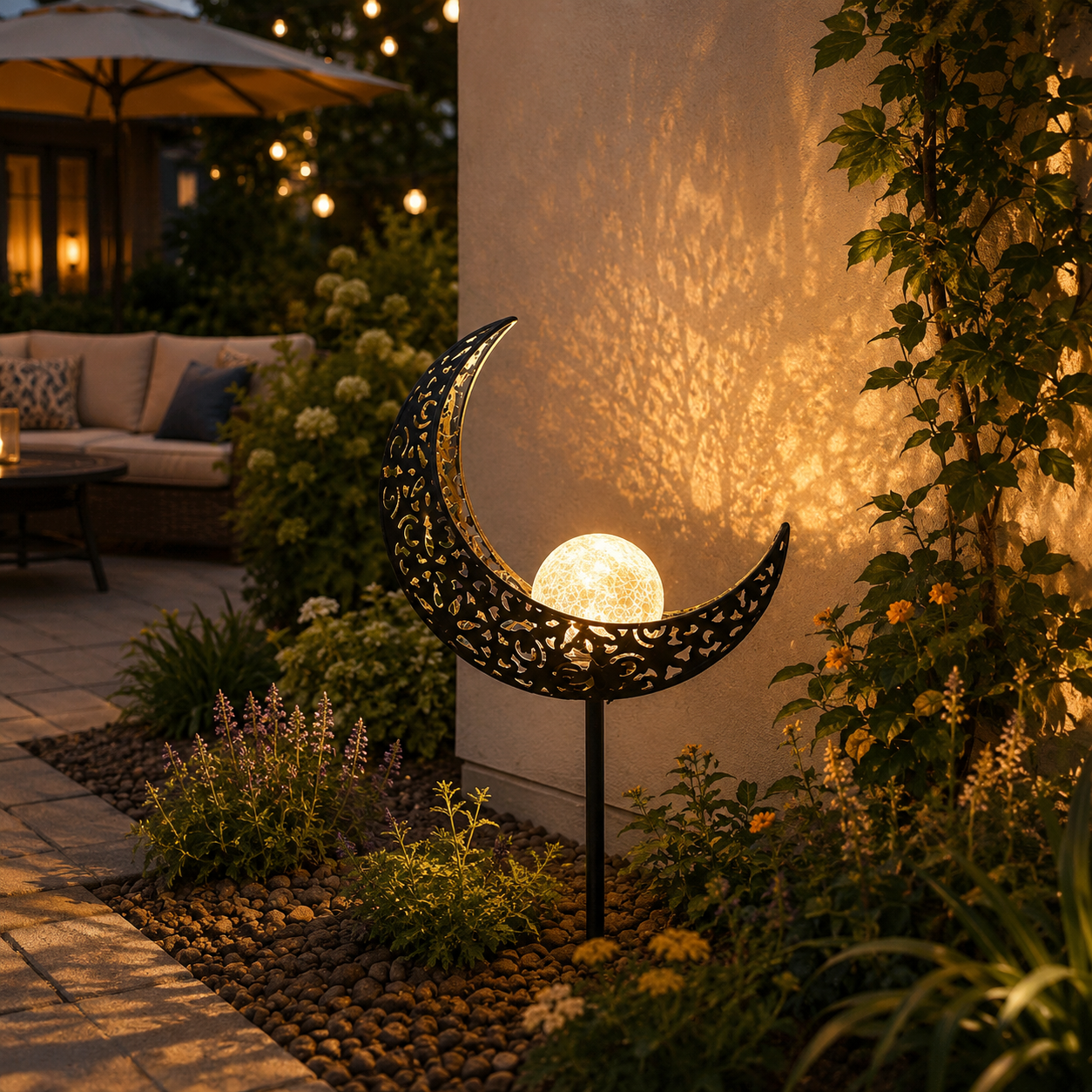 Selene Solar Garden Light | Decorative Outdoor Half-Moon Lamp