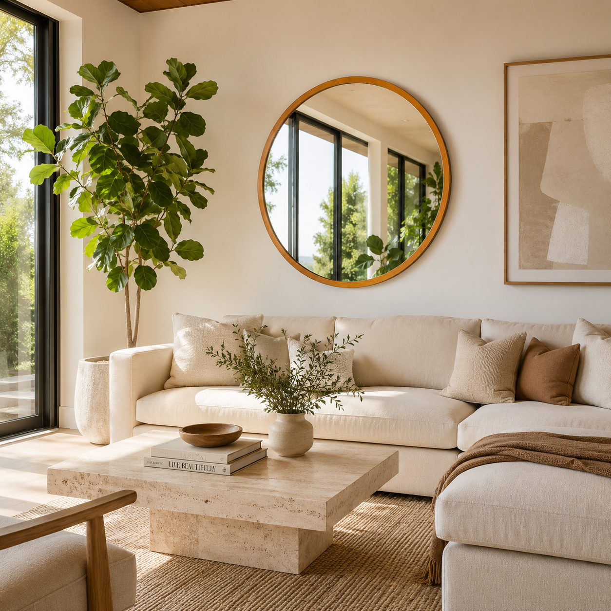 Aspen Round Mirror | Solid Wood Frame with Premium Glass
