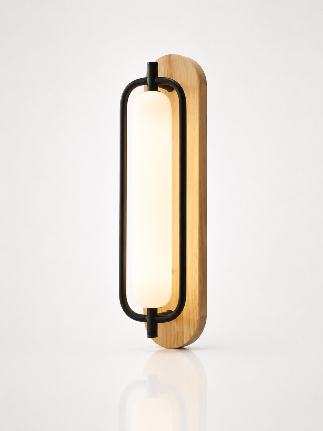 Rowan LED Wall Lamp | Classic Wood & Frosted Glass Glow