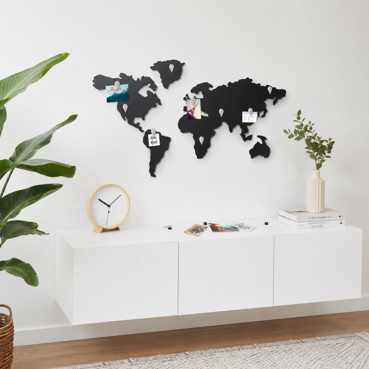 Atlas Magnetic Wall Map | Titanium Metal Statement Décor