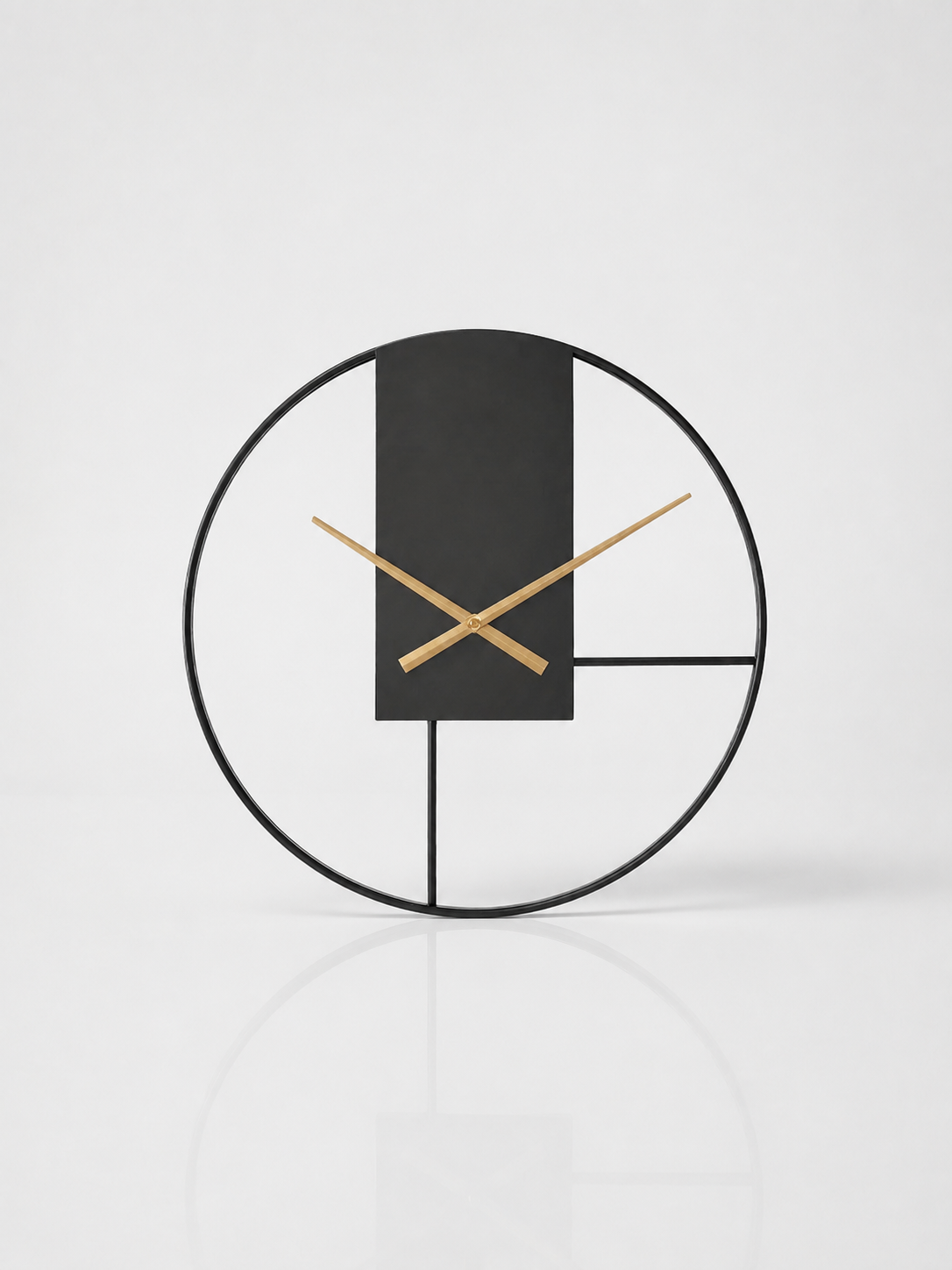 Velora Minimal Wall Clock | Japandi-Inspired Black Frame with Gold Hands