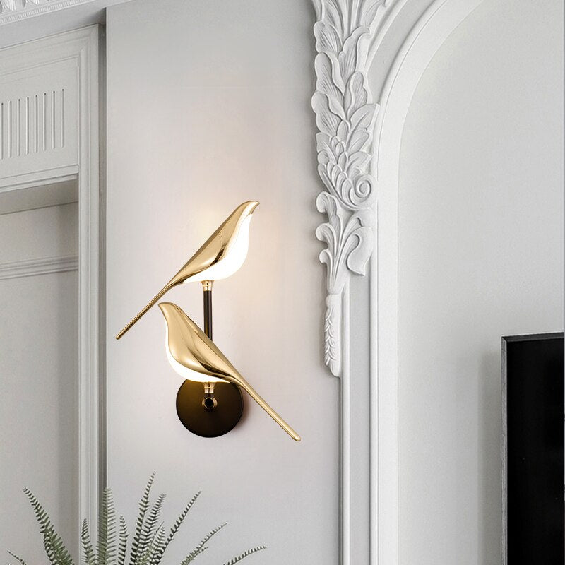 LED Aviary Bird Wall Light Aluminium Acrylic 3000K