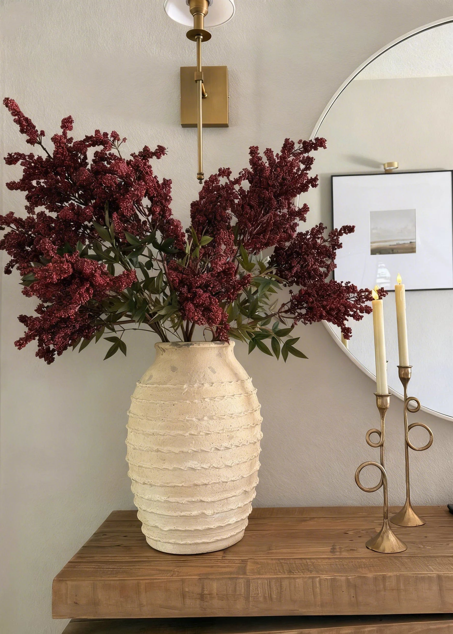 Burgundy Flower Winter Berry Stem - 47"