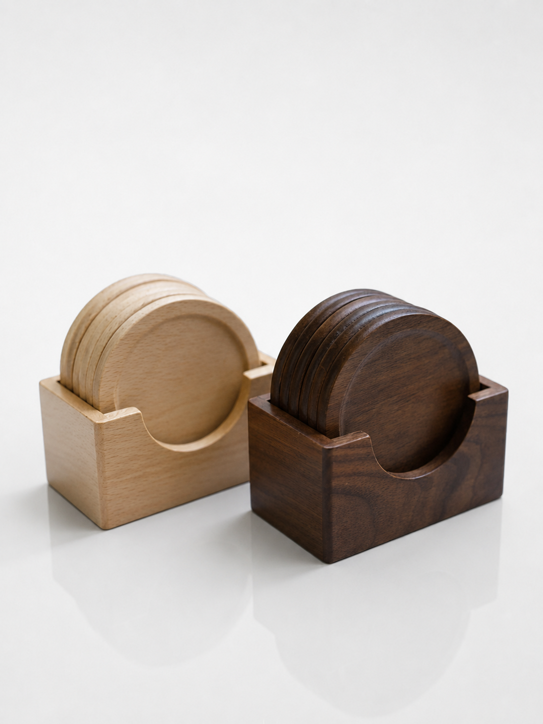 Timber Haven Wooden Drink Coaster Set with Holder