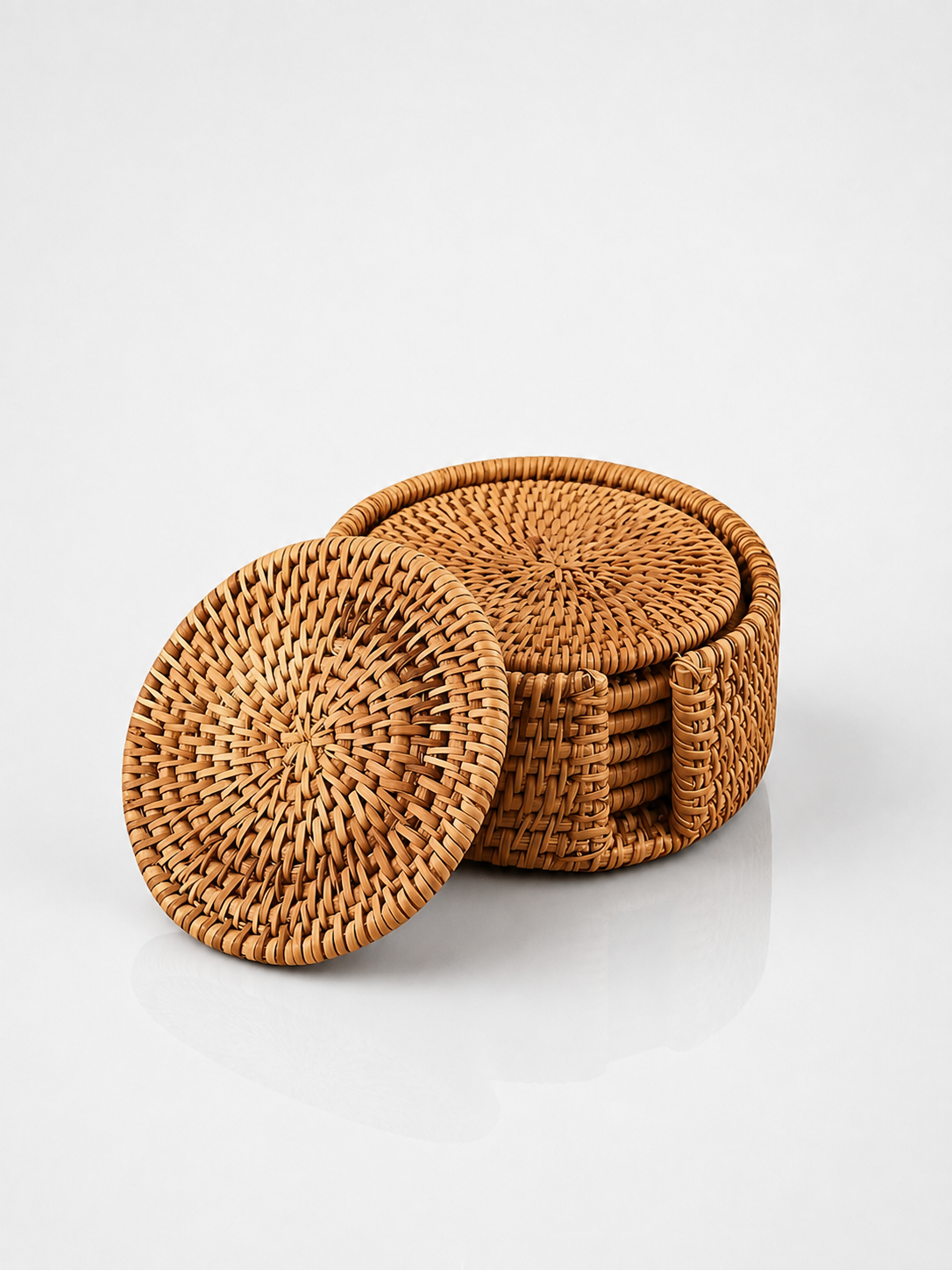 Rustic Bamboo Coaster Set