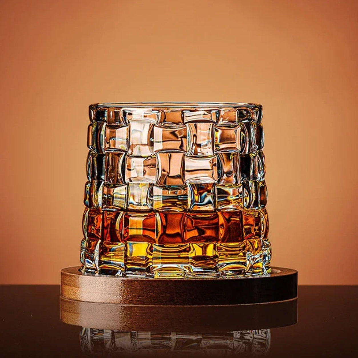 Crystal Whiskey Glass Coaster Set