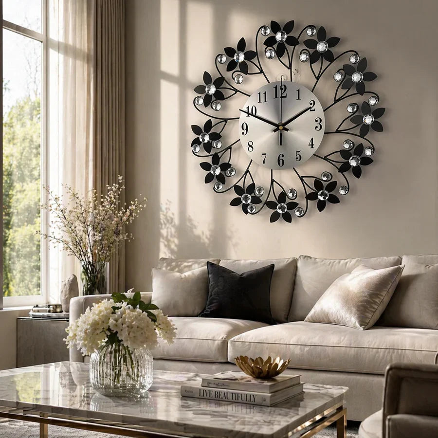 Crystal Bloom Artisan Wall Clock