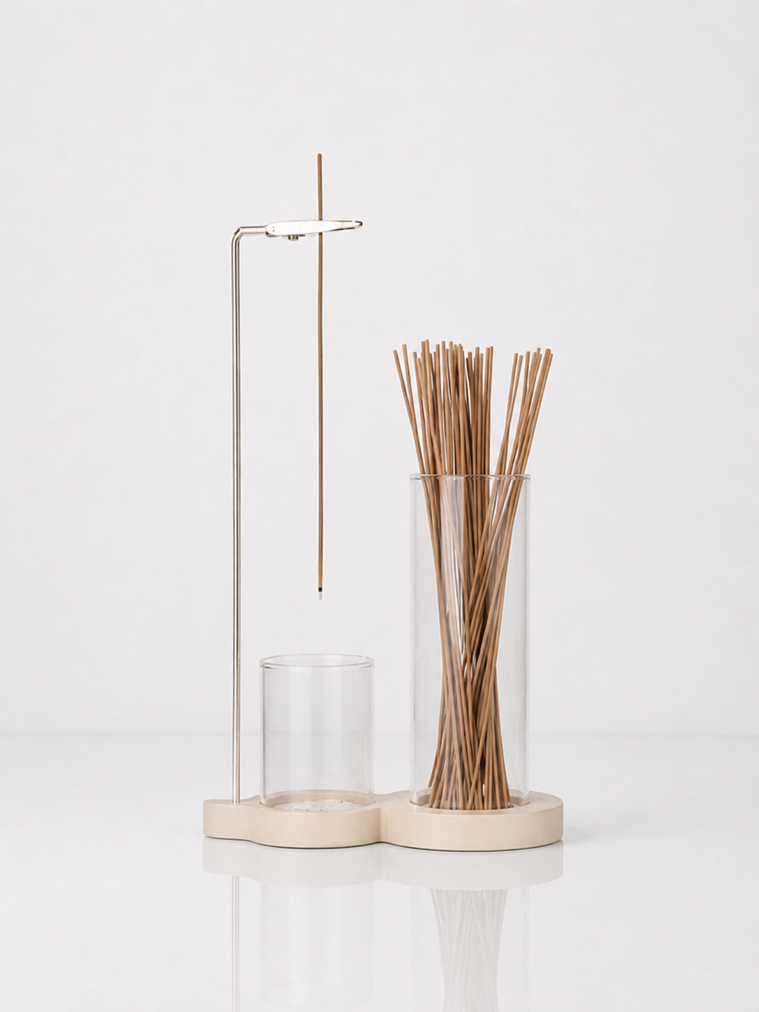 Gourd Glass Hanging Incense Holder with Metal Clip Stand