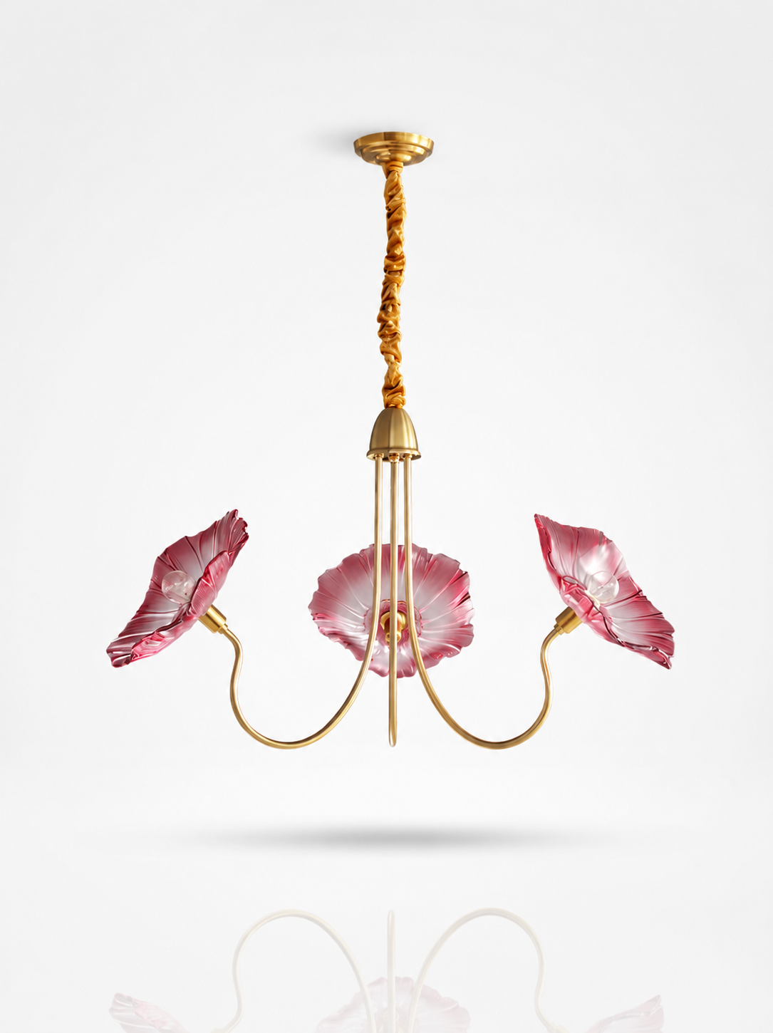Glass Flower Chandelier Vintage 3 or 6 Head