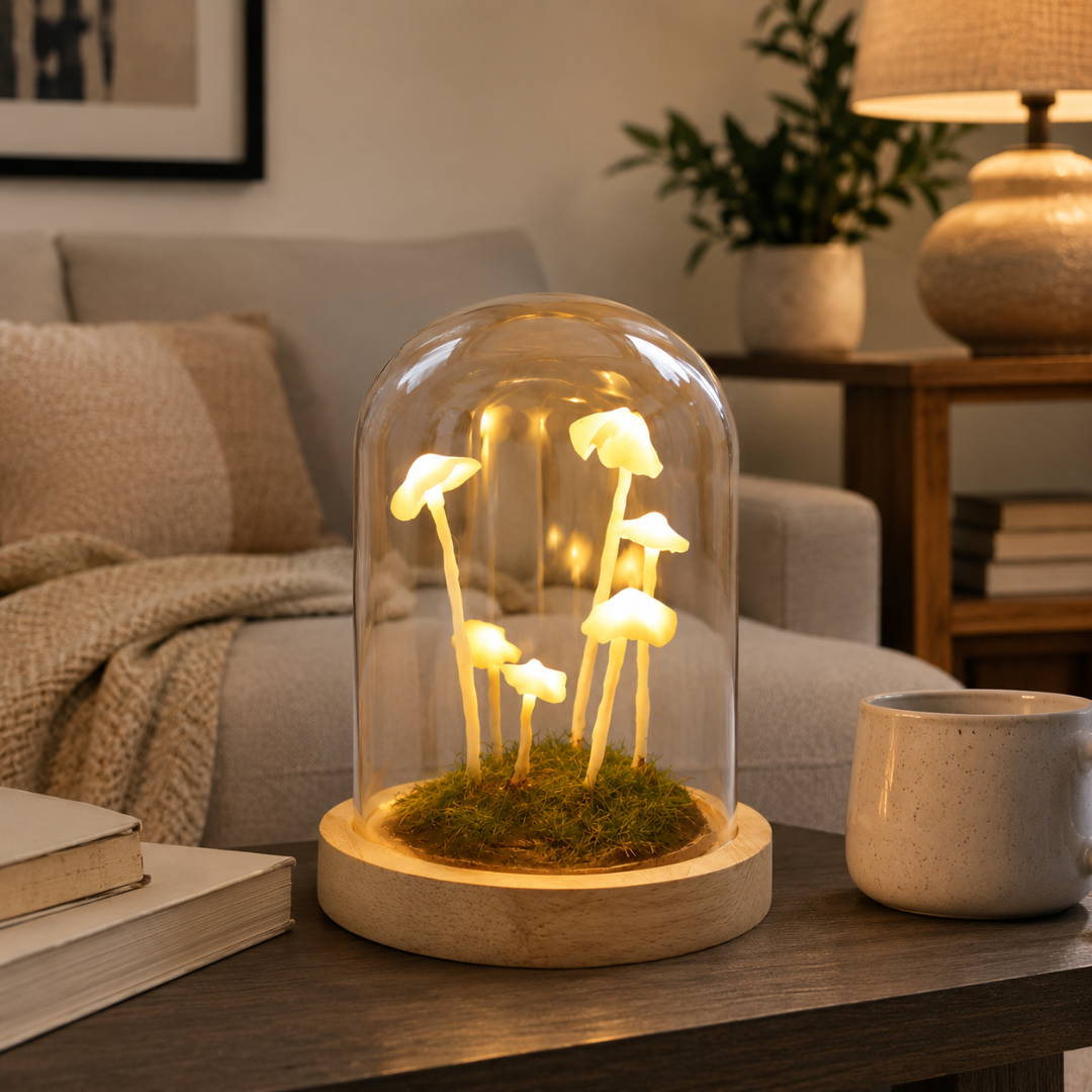Mushroom Lamp Kit DIY Glass & Wood LED Light