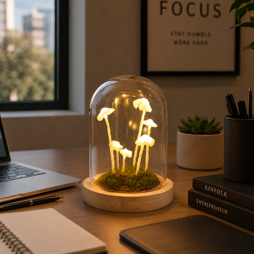 Mushroom Lamp Kit DIY Glass & Wood LED Light