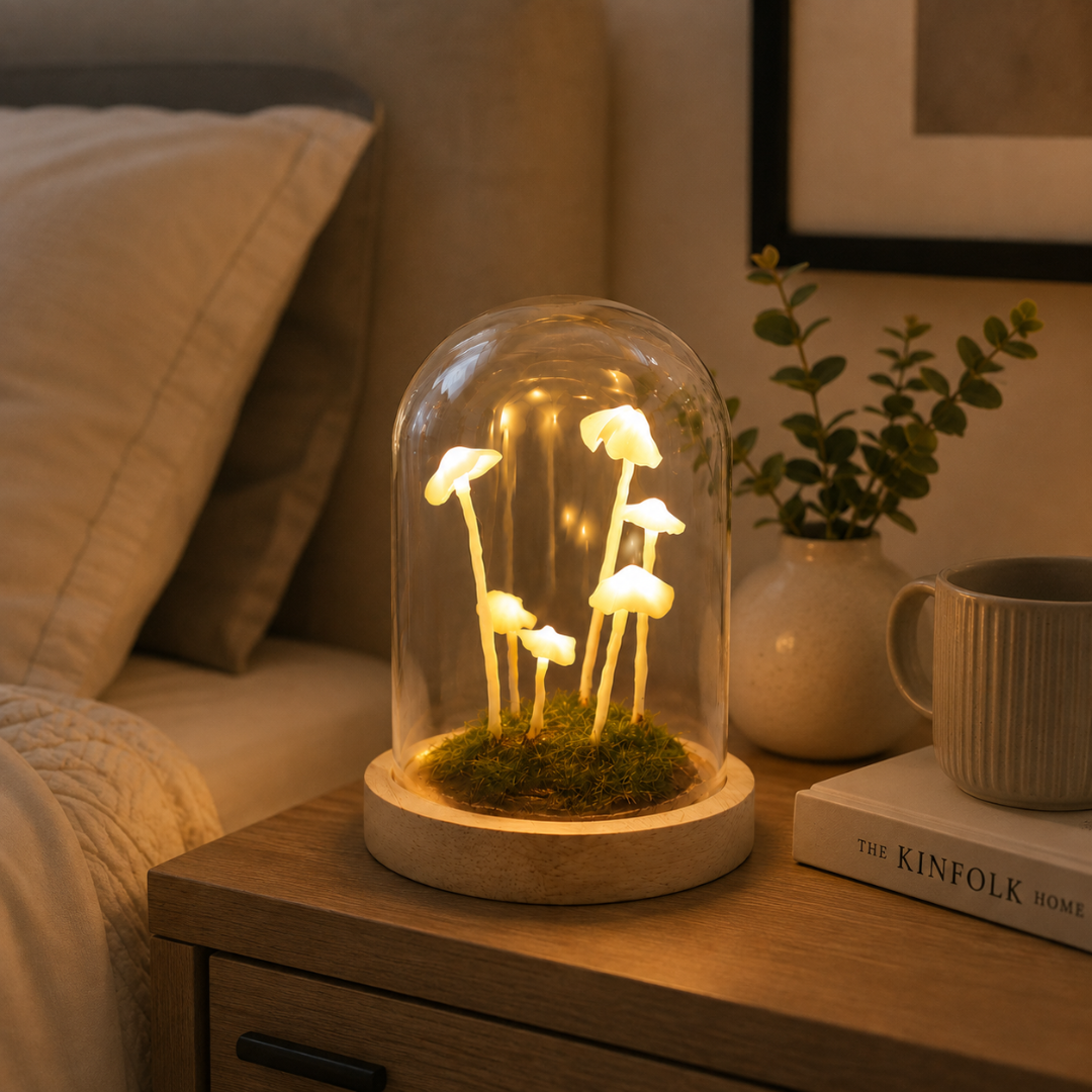 Mushroom Lamp Kit DIY Glass & Wood LED Light