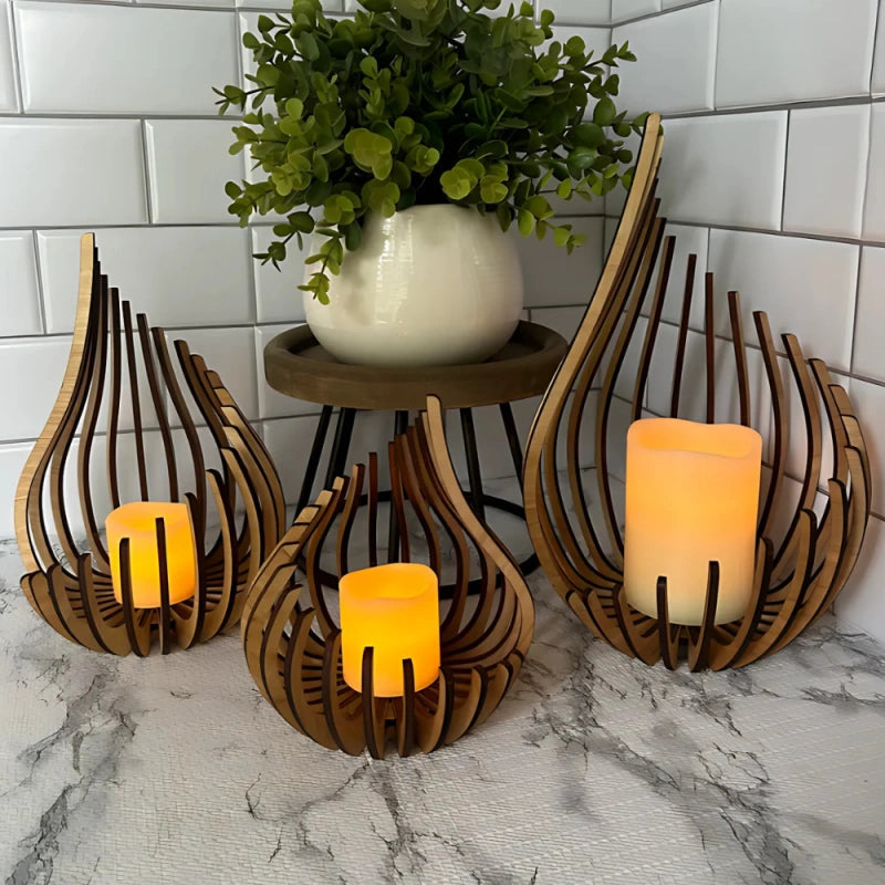 Whisperdrop Wooden Candle Holder