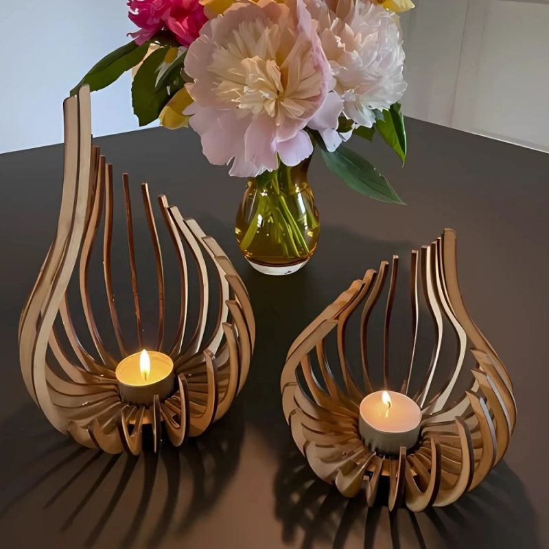Whisperdrop Wooden Candle Holder