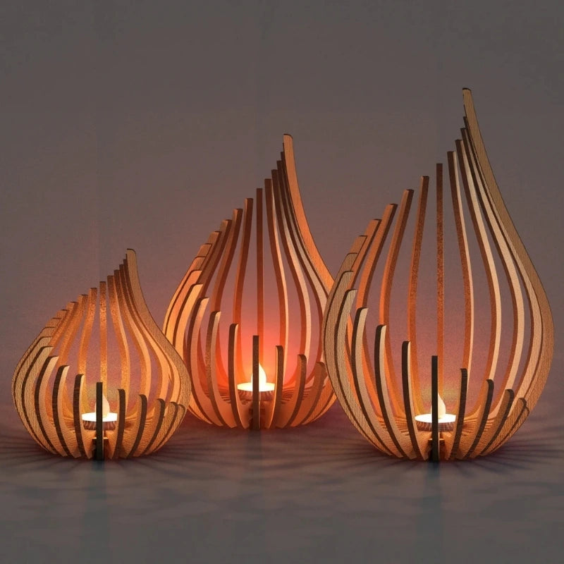 Whisperdrop Wooden Candle Holder