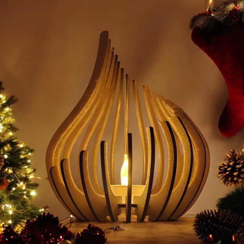 Whisperdrop Wooden Candle Holder