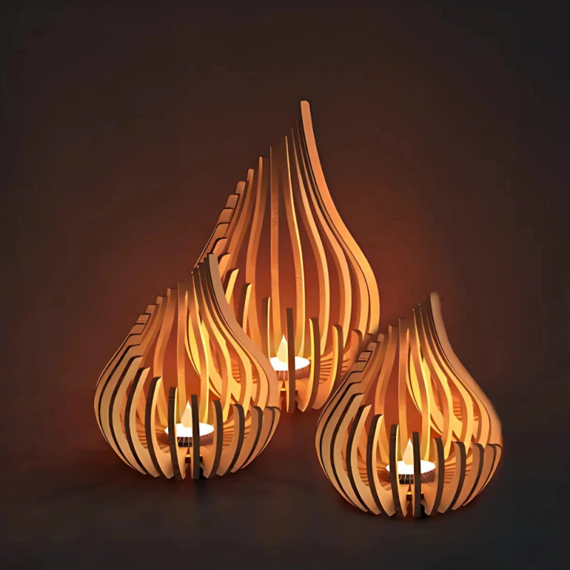 Whisperdrop Wooden Candle Holder