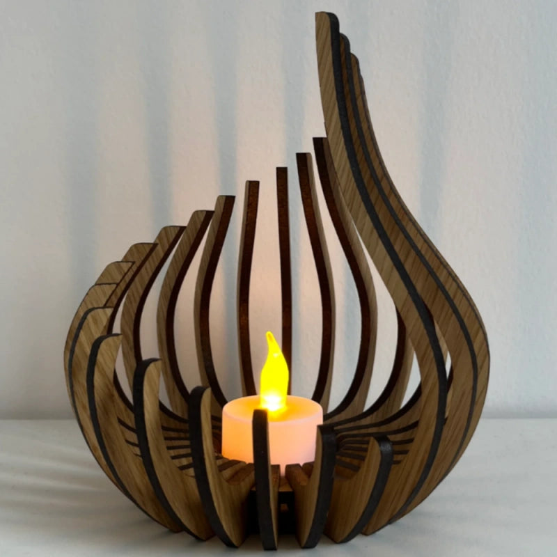 Whisperdrop Wooden Candle Holder