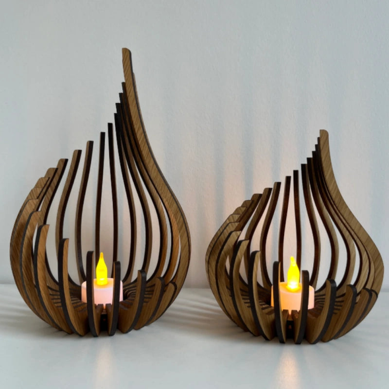 Whisperdrop Wooden Candle Holder