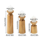 Solid Wood Candle Holder Set of 3 – Classic Brown Finish