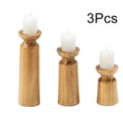 Solid Wood Candle Holder Set of 3 – Classic Brown Finish