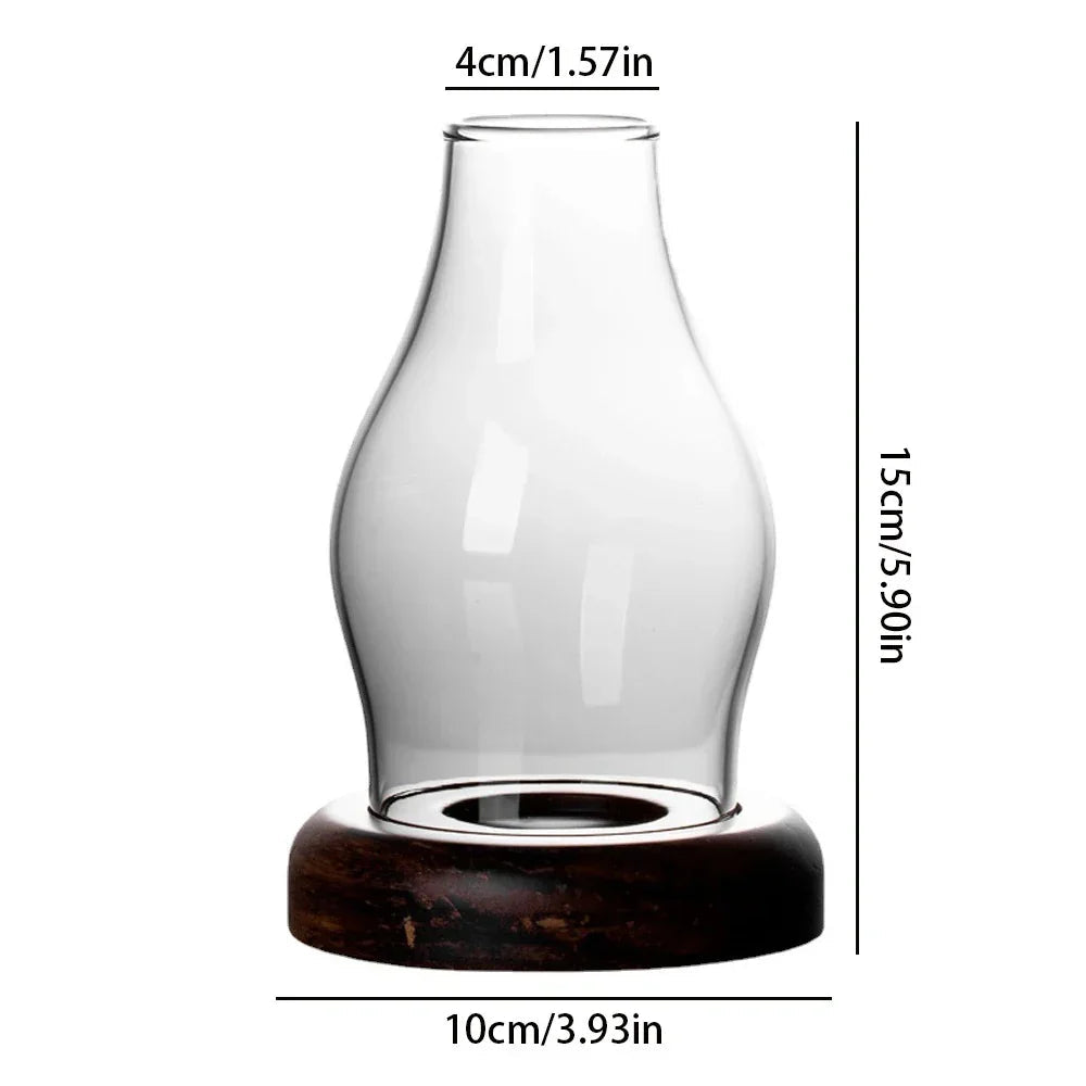 Glass Tealight Candle Holder with Bamboo Base