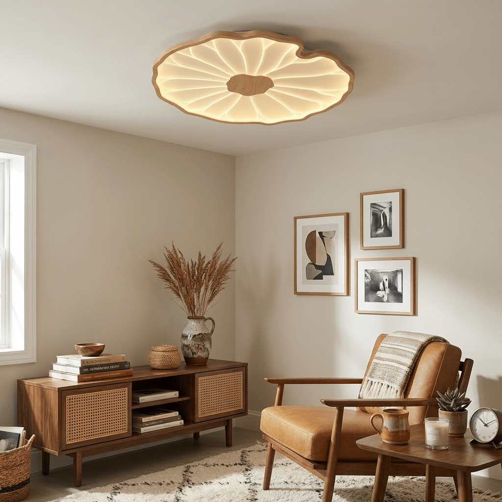 Luna Leaf Ceiling Light | Acrylic Flush Mount Design, Ambient LED Lighting 2