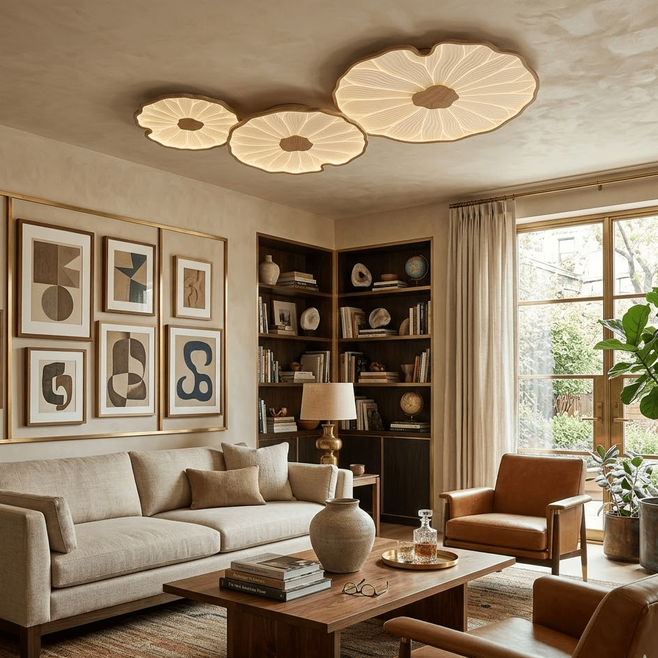 Luna Leaf Ceiling Light | Acrylic Flush Mount Design, Ambient LED Lighting 4