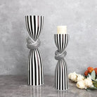 Striped Polyresin Candle Holder with Twisted Knot Accent