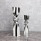 Striped Polyresin Candle Holder with Twisted Knot Accent