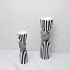 Striped Polyresin Candle Holder with Twisted Knot Accent