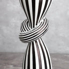Striped Polyresin Candle Holder with Twisted Knot Accent