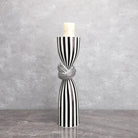 Striped Polyresin Candle Holder with Twisted Knot Accent