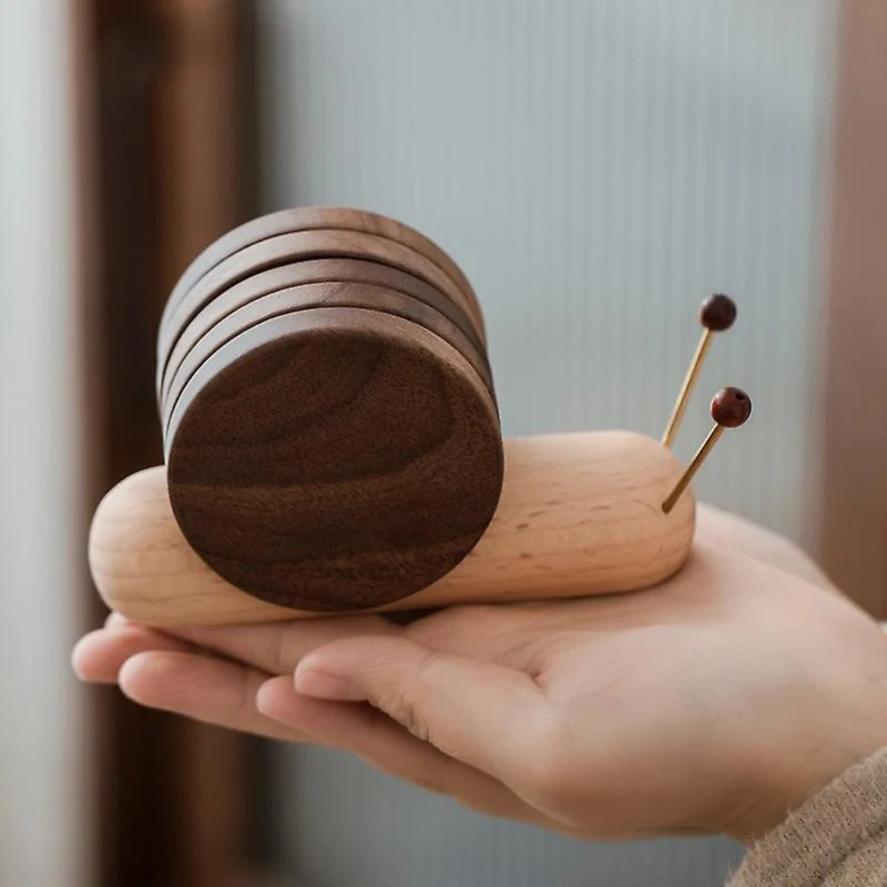 Snail Walnut Coaster Set