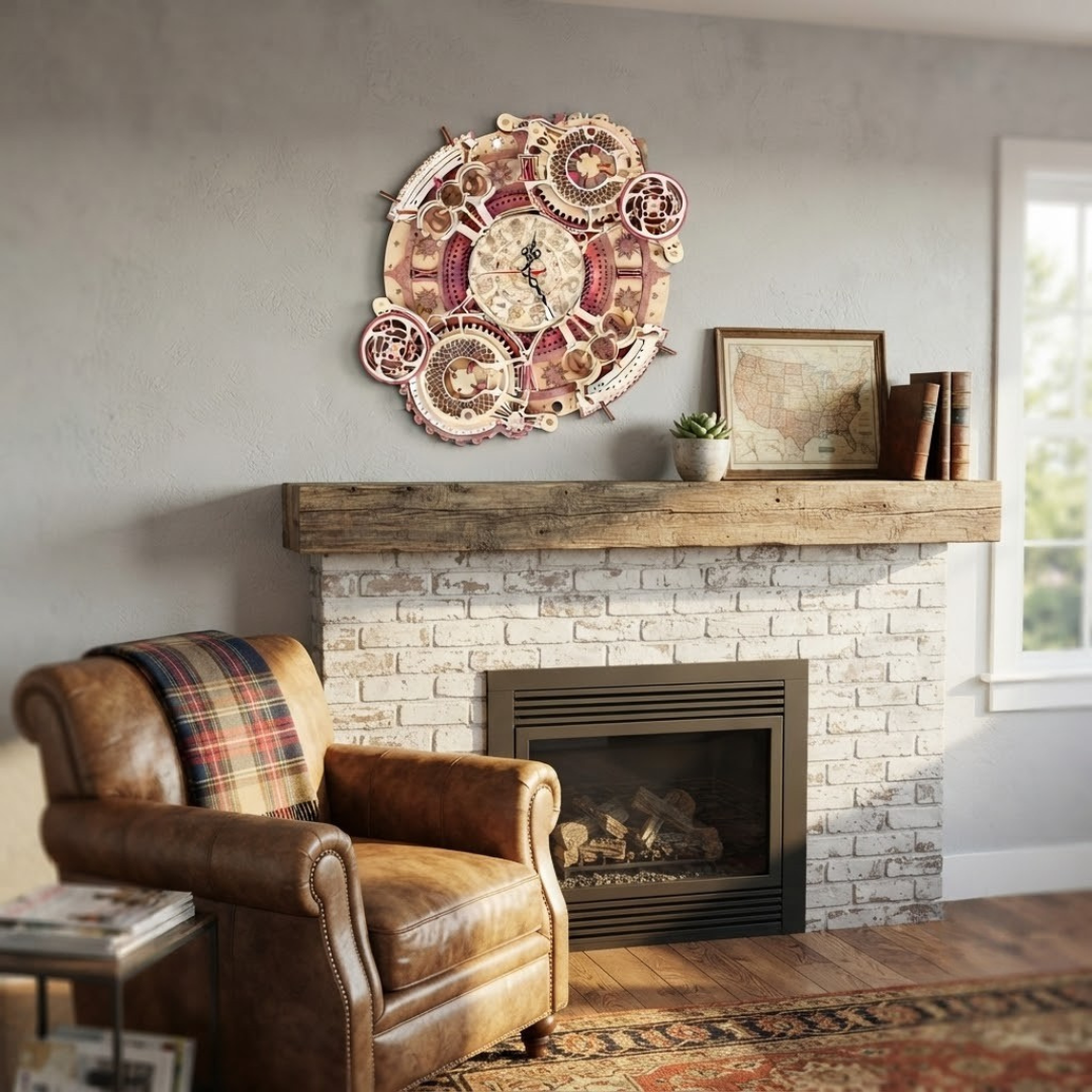 Astral Harmony Wooden Wall Clock