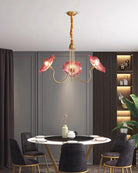 Glass Flower Chandelier Vintage 3 or 6 Head