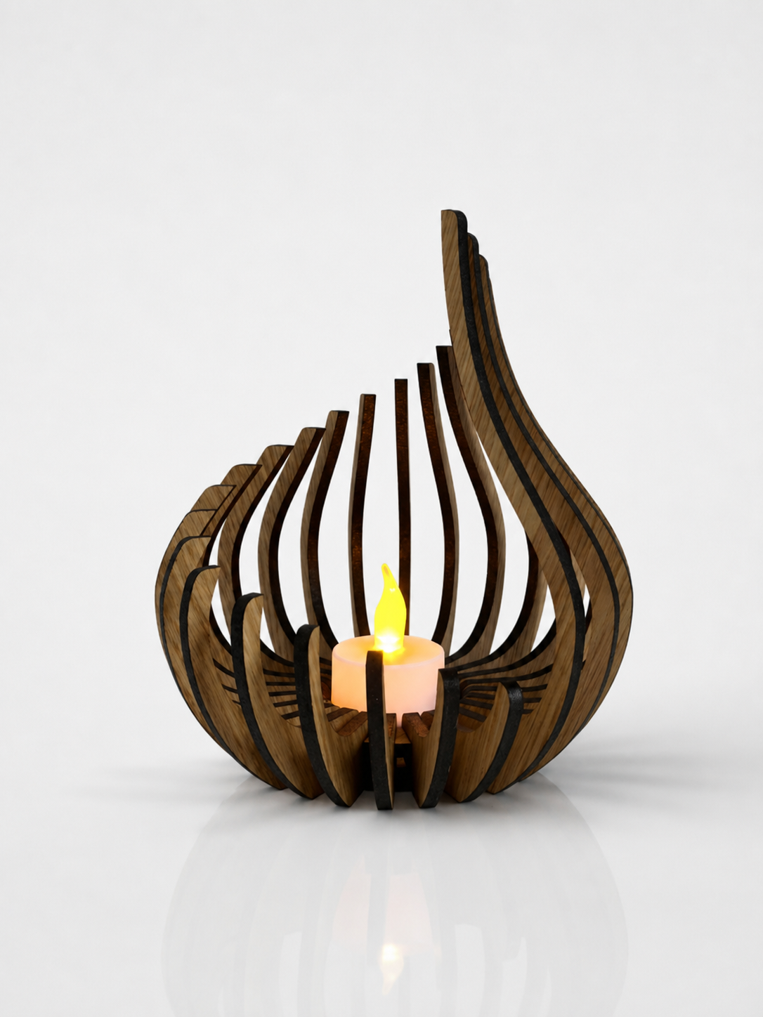Whisperdrop Wooden Candle Holder
