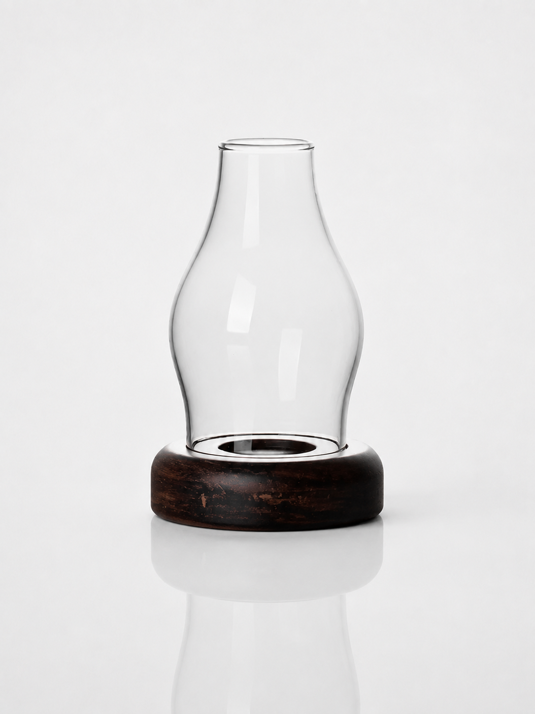 Glass Tealight Candle Holder with Bamboo Base