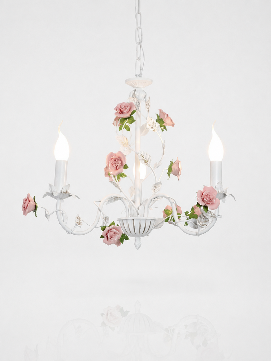 French Rose Ceramic Chandelier